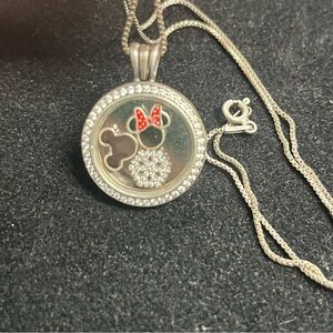 Sterling Pandora pendant with Disney Mickey and Minnie charms.
